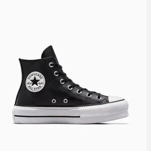 Converse Black Leather Platform High-Top Sneakers
